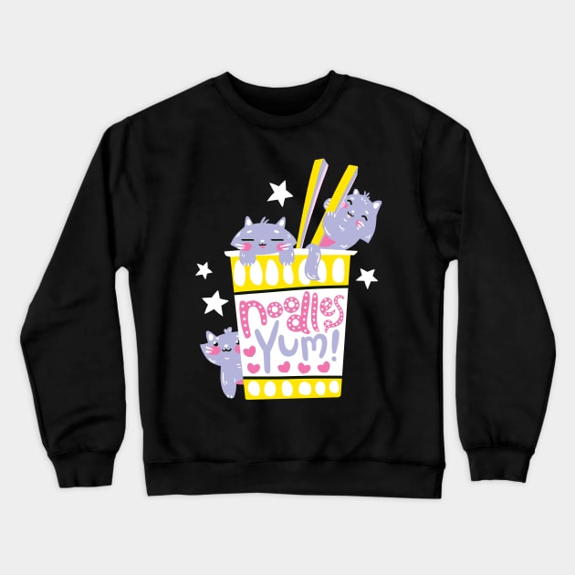 Cute Kawaii Noodle Kittens Crewneck Sweatshirt by daywears